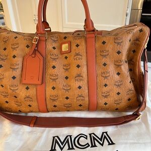 MCM Cognac Visetos Duffel Bag
